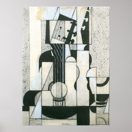 Poster Still Life with guitar by Juan Gris (Devant)