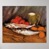 Poster Still Life with Mackerels, lemons, tomatoes, (Devant)