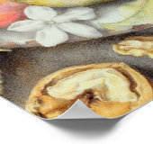 Poster Still life with Plums, Walnuts et Jasmine (w/c on (Coin)