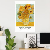 Poster Stilleben mit de Vincent van Gogh 12 Sonnenblumen (Bureau à domicile)