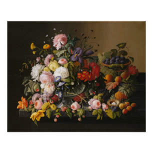 Poster Stilleven Bloemen en Vruchten 1850-55 Perfect Poster
