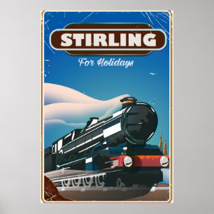 Poster Stirling Scotland vintage train poster.