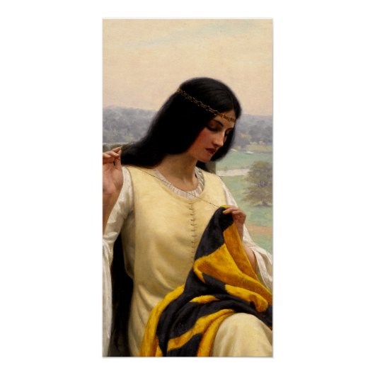 Poster Stitching the Standard par Edmund Leighton (Devant)