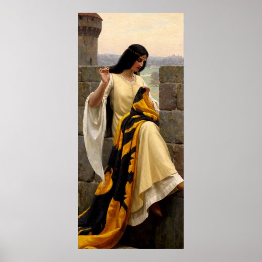 Poster Stitching the Standard par Edmund Leighton (Devant)