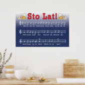 Poster Sto Lat ! Chanson Avec Beer Mugs (Cuisine)