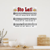 Poster Sto Lat ! Chanson Avec Beer Mugs (Cuisine)
