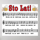 Poster Sto Lat ! Chanson Avec Beer Mugs (Devant)