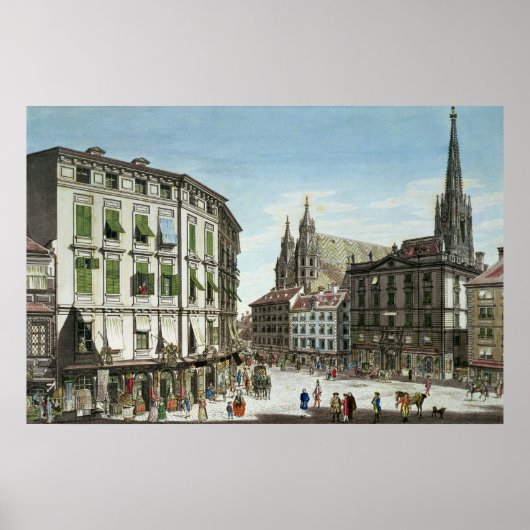 Poster Stock-im-Eisen-Platz, avec St. Stephan (Devant)