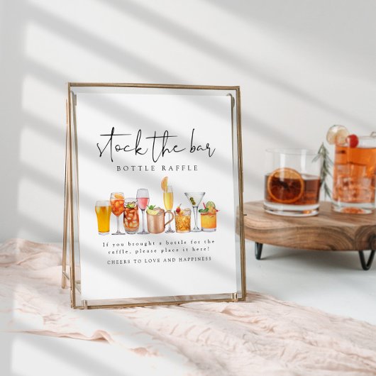 Poster Stock Le Bar Couples Douche Bouteille Raffle Signa