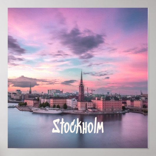 Poster Stockholm Capital of Sweden Night Skyline (Devant)