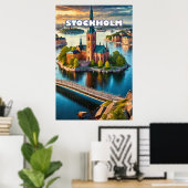Poster Stockholm, perle scandinave (Bureau à domicile)