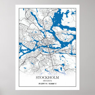 Poster Stockholm Suède Carte Ville Voyage Simple
