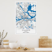 Poster Stockholm Suède City Plan Voyage Simple (Cuisine)