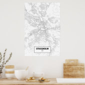 Poster Stockholm, Suède (noir sur blanc) (Cuisine)