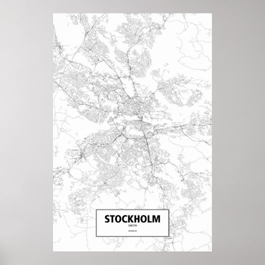 Poster Stockholm, Suède (noir sur blanc) (Devant)