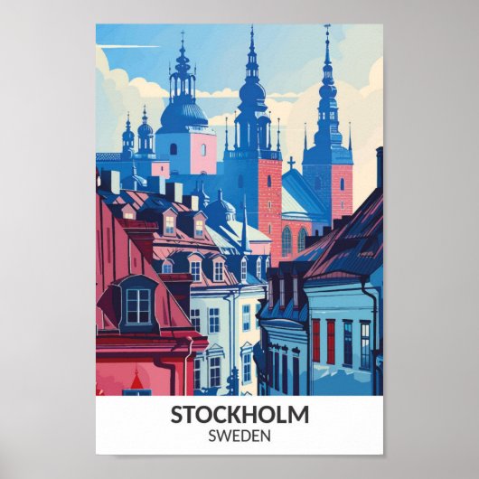 Poster Stockholm Suède Retro Voyage d'oeuvres d'art (Devant)