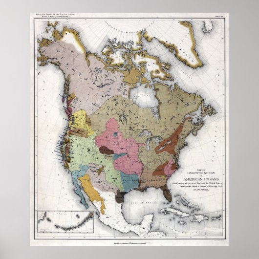 Poster Stocks linguistiques des Indiens d'Amérique (Devant)