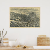 Poster Stockton, CA Carte panoramique - 1895 (Cuisine)