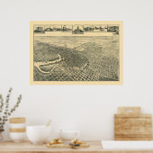 Poster Stockton, CA Carte panoramique - 1895b (Cuisine)