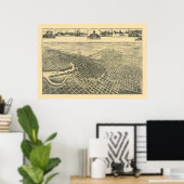 Poster Stockton, CA Carte panoramique - 1895b (Bureau à domicile)