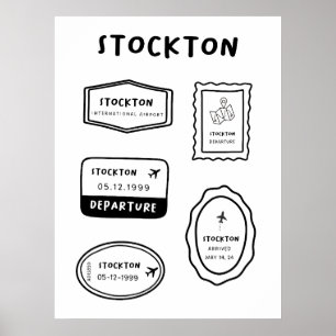 Poster Stockton - Collection de timbres de voyage Minim