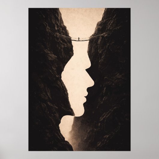 Poster Stoic Optical Illusion Abstract Art, Cliffs, Land (Devant)