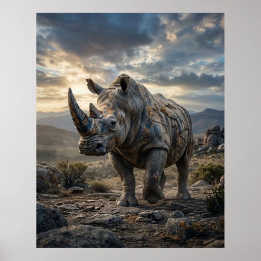 Poster Stone Rhino Rugged Plains (Devant)