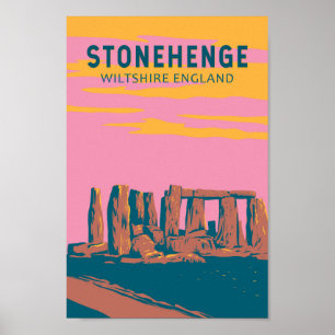 Poster Stonehenge Art Retro Illustration