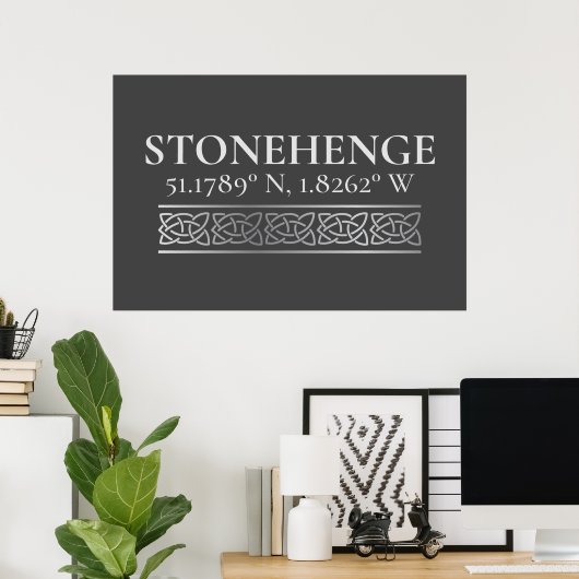 Poster Stonehenge Latitude Longitude foncé (Bureau à domicile)