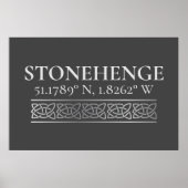 Poster Stonehenge Latitude Longitude foncé (Devant)