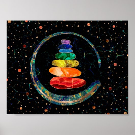 Poster Stones Zen Chakras et cercle Enso (Devant)
