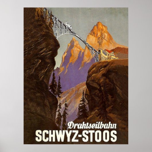 Poster Stoos, chemin de fer, train sur pont, Suisse (Devant)
