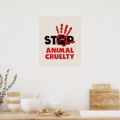 Poster Stop Animal Cruelty avec/ Empreinte de patt (Cuisine)