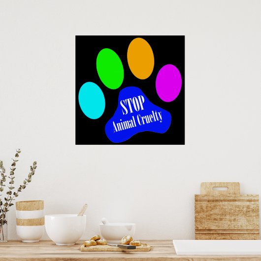 Poster Stop Animal Cruelty (noir) (Cuisine)