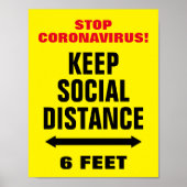 Poster Stop CoronaVirus slogan Keep Social Distance (Devant)