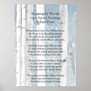 Poster Stopper par Woods Soirée Neige Robert Frost Poème