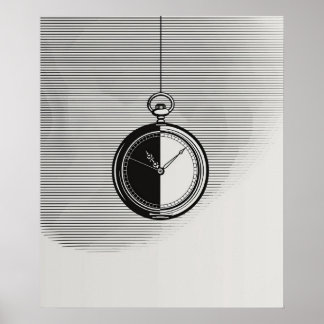 Poster Stopwatch horloge moderne minimaliste ligne art