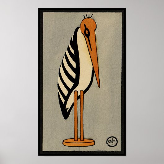 Poster Stork - Antiquaire, Illustration de livre coloré (Devant)