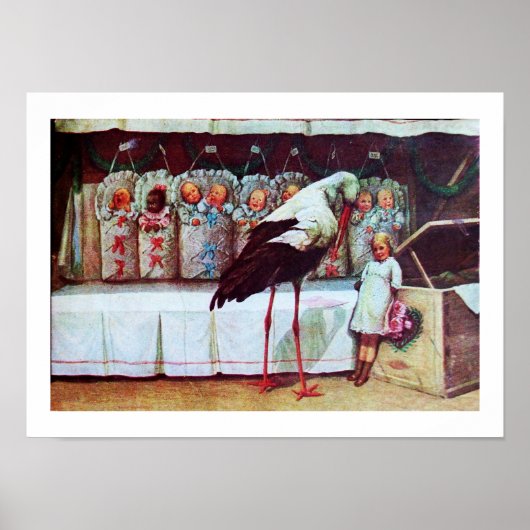 Poster STORK BABY SHOWER Nouveau bébé (Devant)