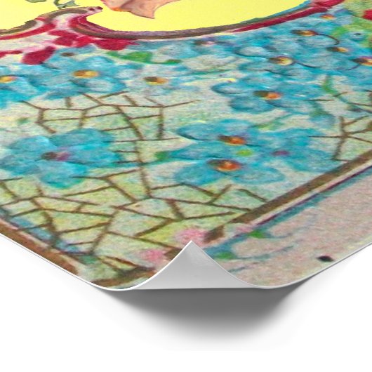 Poster STORK BÉBÉ FILLE DOUCHE Ruby Gem Pierre Monogramme (Coin)