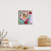 Poster STORK BÉBÉ FILLE DOUCHE Ruby Gem Pierre Monogramme (Cuisine)