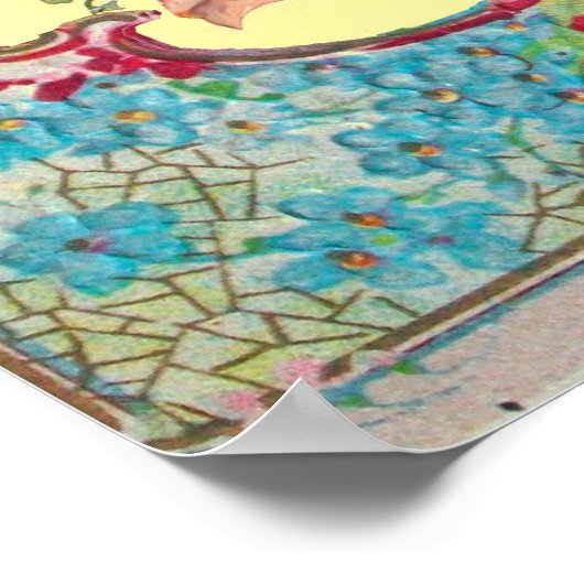 Poster STORK BÉBÉ FILLE DOUCHE Ruby Gem Pierre Monogramme (Coin)