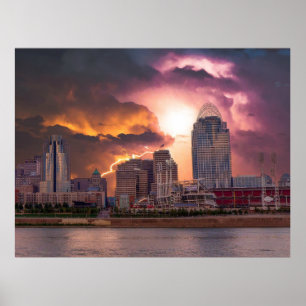 Poster Stormy Cincinnati Great American Ball Park