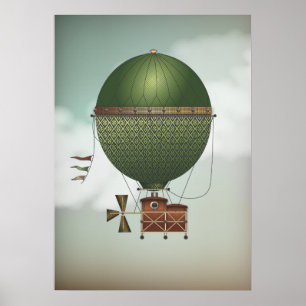 Poster Stormy Skies Airship Citronnier   Steampunk Travel