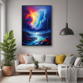 Poster Stormy Sky Abstraite River Paysage Art