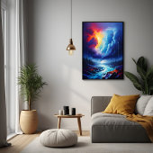 Poster Stormy Sky Abstraite River Paysage Art