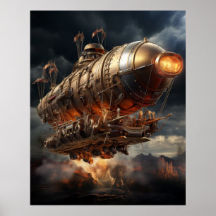 Poster Stormy Voyage : Epic Steampunk Zeppelin