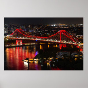 Poster Story bridge & Brisbane city skyline Australie