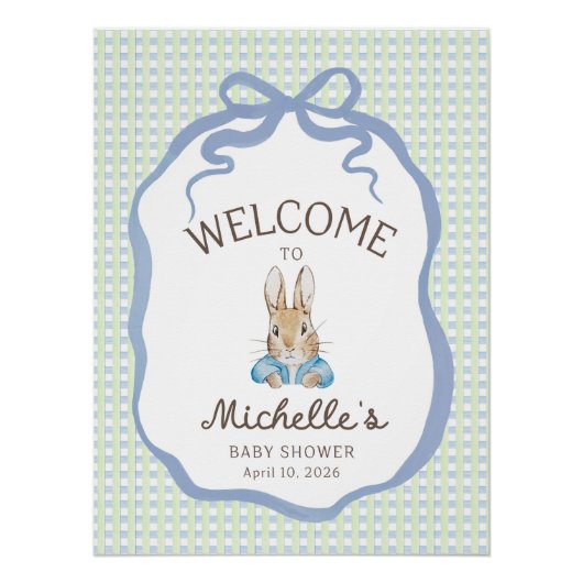Poster Storybook Garden Rabbit Baby Shower Welcome (Devant)