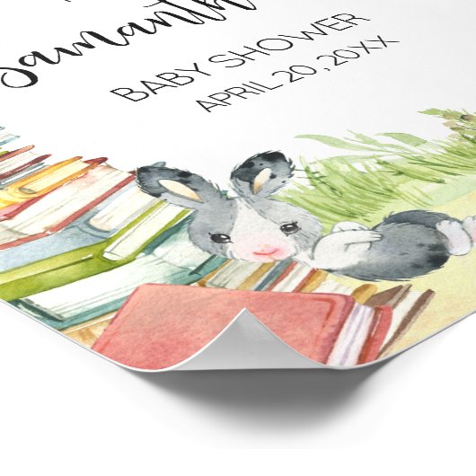 Poster Storybook Nouveau chapitre Baby shower Bienvenue (Coin)